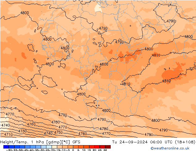 Height/Temp. 1 hPa GFS Ter 24.09.2024 06 UTC