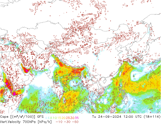 Cape GFS Di 24.09.2024 12 UTC