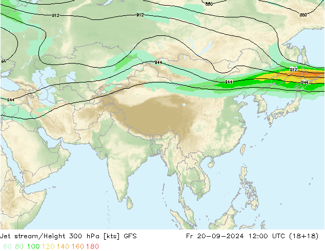 Courant-jet GFS ven 20.09.2024 12 UTC