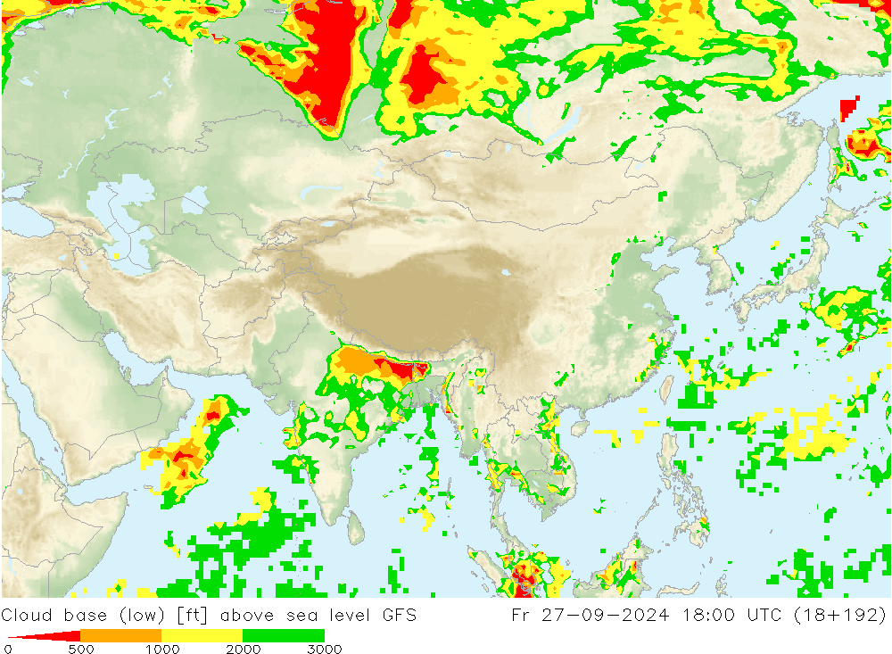 Cloud base (low) GFS Sex 27.09.2024 18 UTC