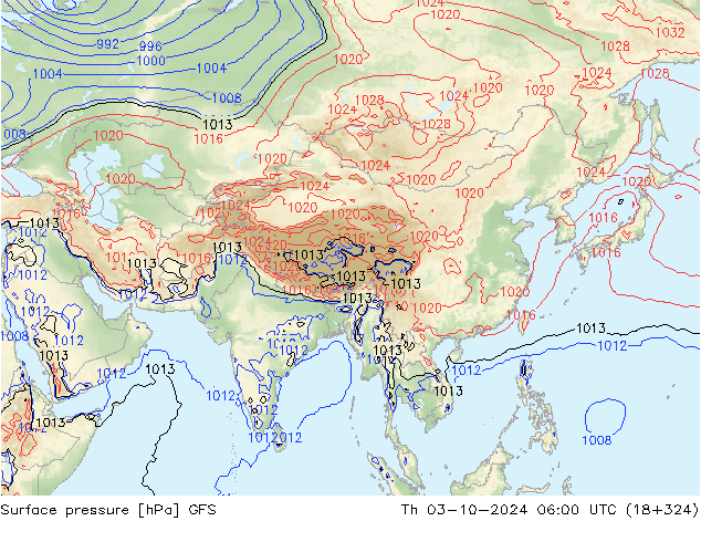 Surface pressure GFS Th 03.10.2024 06 UTC