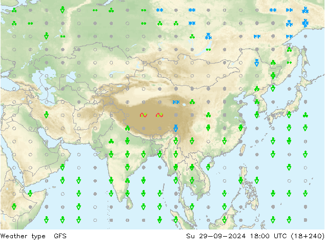 Tipo di precipitazione GFS dom 29.09.2024 18 UTC