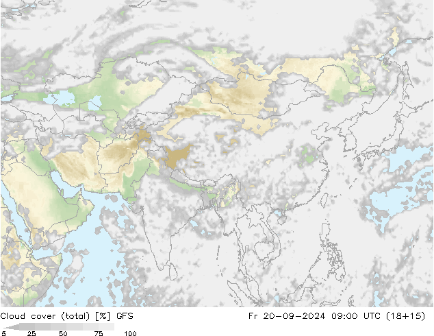 Bulutlar (toplam) GFS Cu 20.09.2024 09 UTC