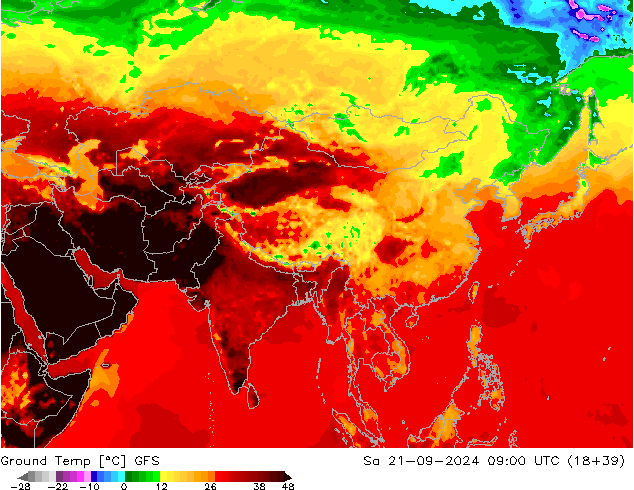 Bodemtemperatuur GFS za 21.09.2024 09 UTC