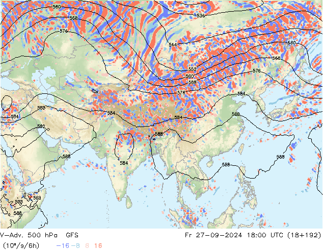 V-Adv. 500 hPa GFS  27.09.2024 18 UTC