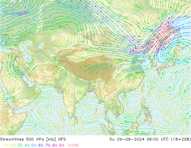 Rüzgar 500 hPa GFS Paz 29.09.2024 06 UTC