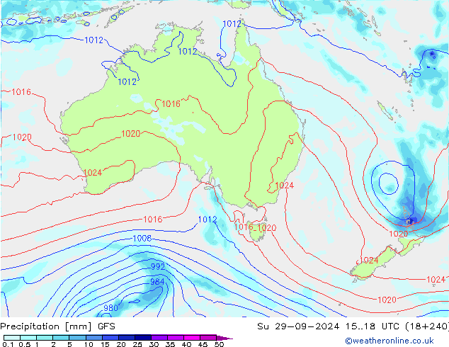 Precipitation GFS Su 29.09.2024 18 UTC