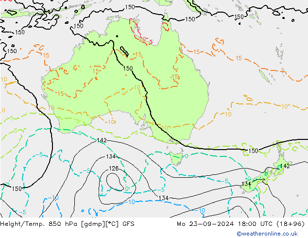 Height/Temp. 850 hPa GFS Mo 23.09.2024 18 UTC