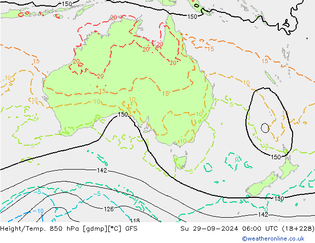 Height/Temp. 850 гПа GFS Вс 29.09.2024 06 UTC