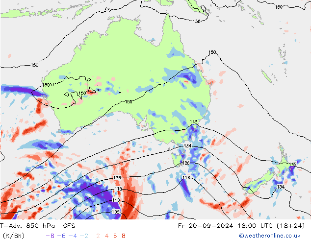 T-Adv. 850 hPa GFS vr 20.09.2024 18 UTC