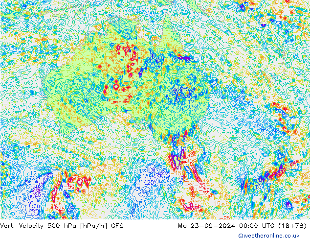 500 hPa Dikey Hız GFS Pzt 23.09.2024 00 UTC