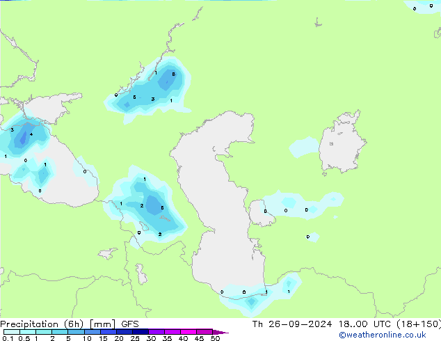 Precipitation (6h) GFS Th 26.09.2024 00 UTC