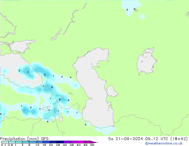 Srážky GFS So 21.09.2024 12 UTC