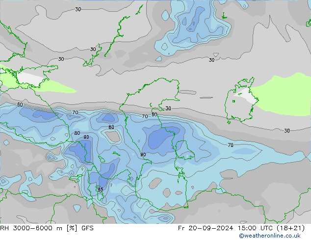 RH 3000-6000 m GFS Fr 20.09.2024 15 UTC