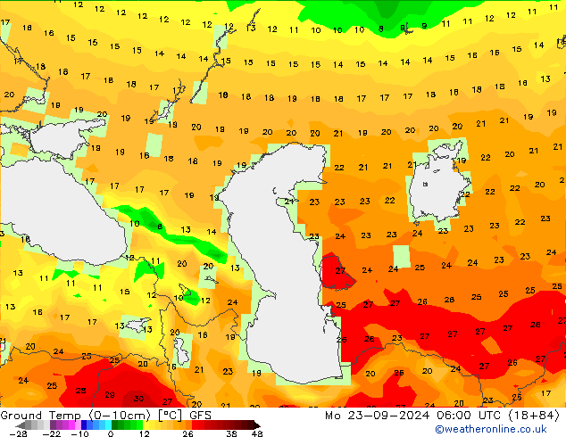 Temp. gruntu (0-10cm) GFS pon. 23.09.2024 06 UTC