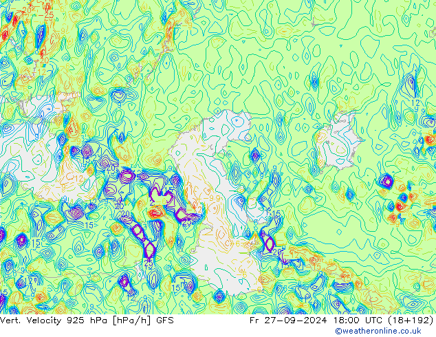 Vert. snelheid 925 hPa GFS vr 27.09.2024 18 UTC