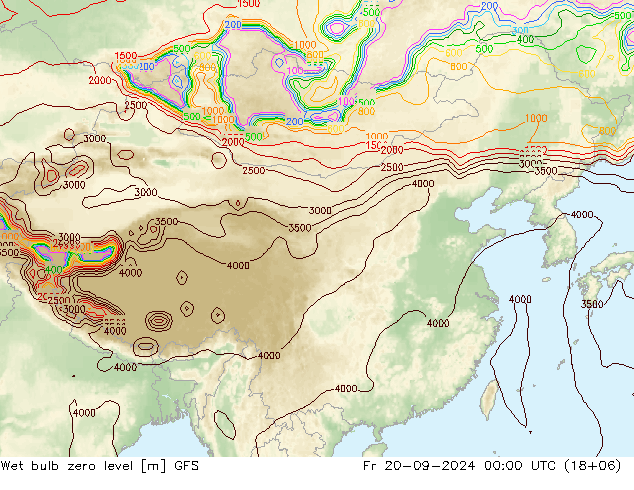 Wet bulb zero level GFS pt. 20.09.2024 00 UTC