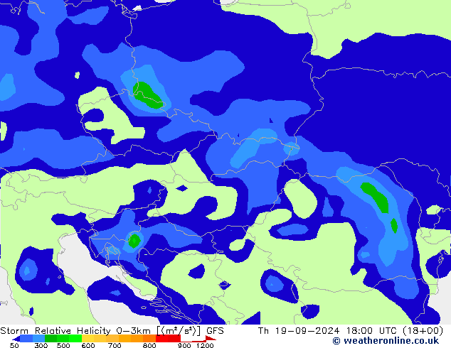 Storm Relative Helicity GFS Čt 19.09.2024 18 UTC