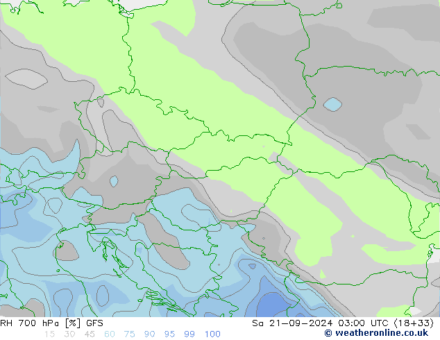 RH 700 гПа GFS сб 21.09.2024 03 UTC