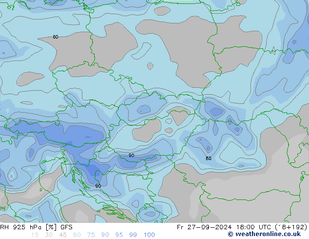 RH 925 hPa GFS Pá 27.09.2024 18 UTC