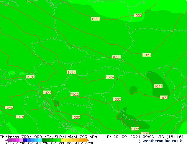 Dikte700-1000 hPa GFS vr 20.09.2024 09 UTC