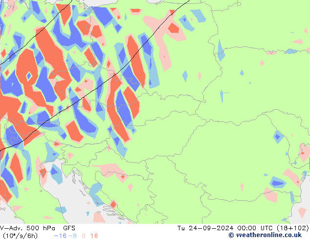 V-Adv. 500 hPa GFS wto. 24.09.2024 00 UTC