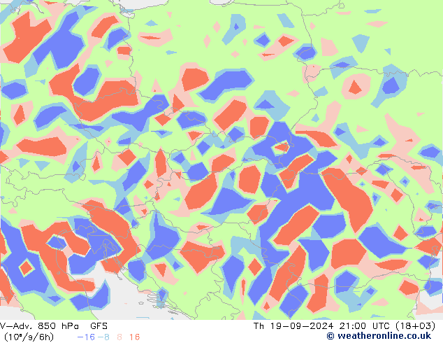 V-Adv. 850 гПа GFS чт 19.09.2024 21 UTC