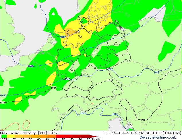 Max. wind velocity GFS Ter 24.09.2024 06 UTC