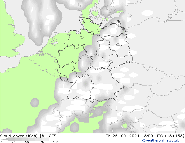 Wolken (hohe) GFS Do 26.09.2024 18 UTC