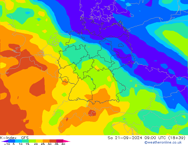 K-Index GFS сб 21.09.2024 09 UTC