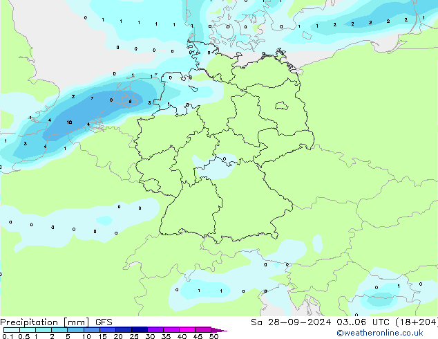 Precipitation GFS Sa 28.09.2024 06 UTC