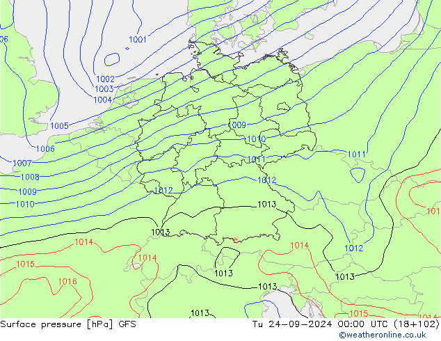 Surface pressure GFS Tu 24.09.2024 00 UTC