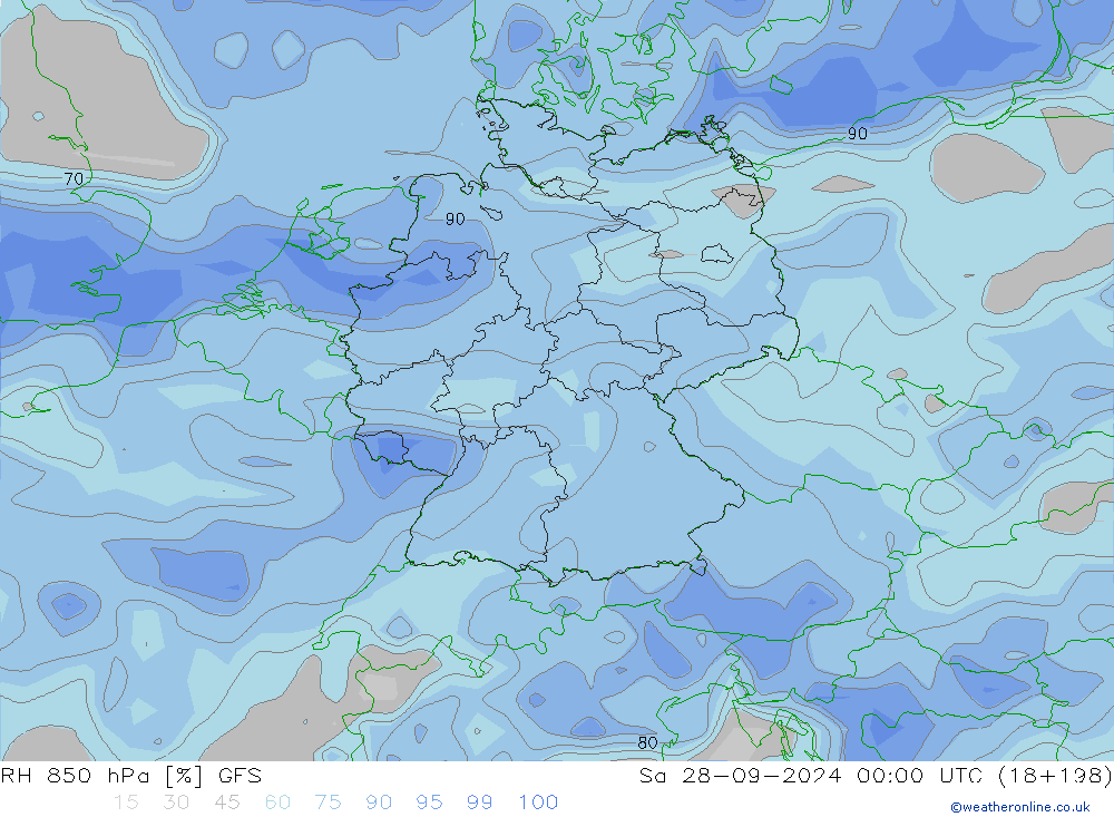 RH 850 hPa GFS  28.09.2024 00 UTC