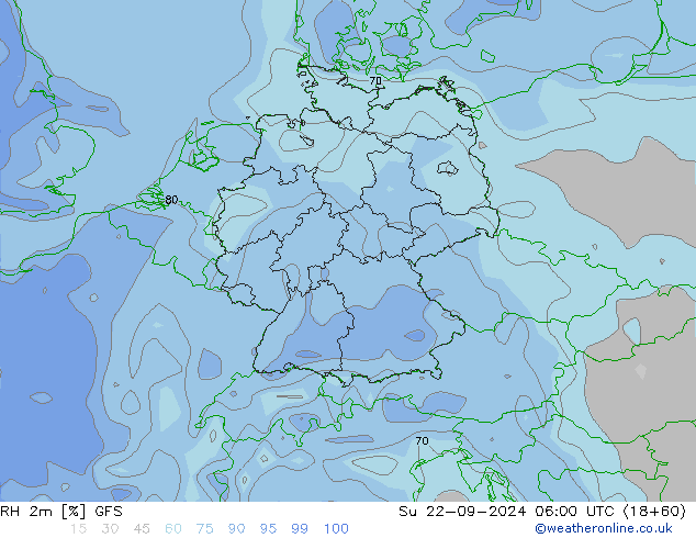 RH 2m GFS So 22.09.2024 06 UTC