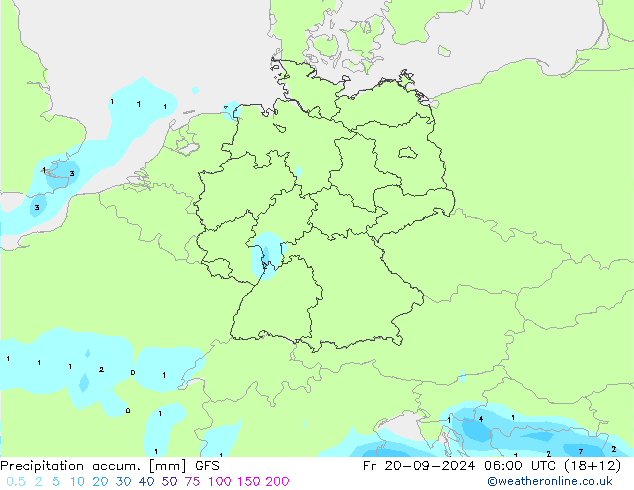 Precipitation accum. GFS  20.09.2024 06 UTC