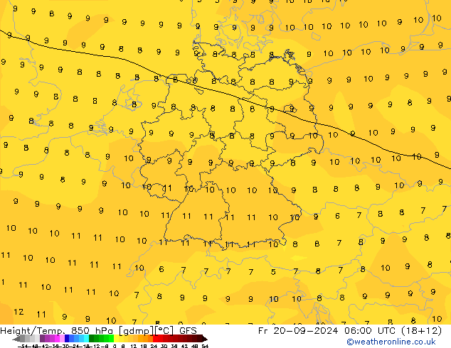 Z500/Rain (+SLP)/Z850 GFS Fr 20.09.2024 06 UTC