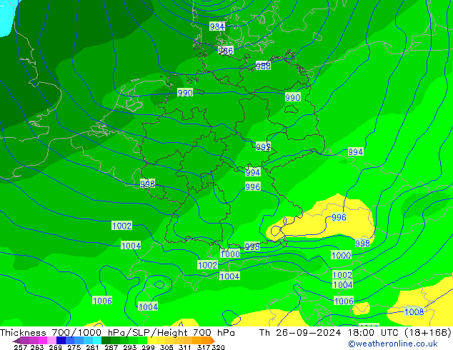 Thck 700-1000 hPa GFS September 2024