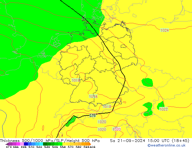 Thck 500-1000hPa GFS sab 21.09.2024 15 UTC