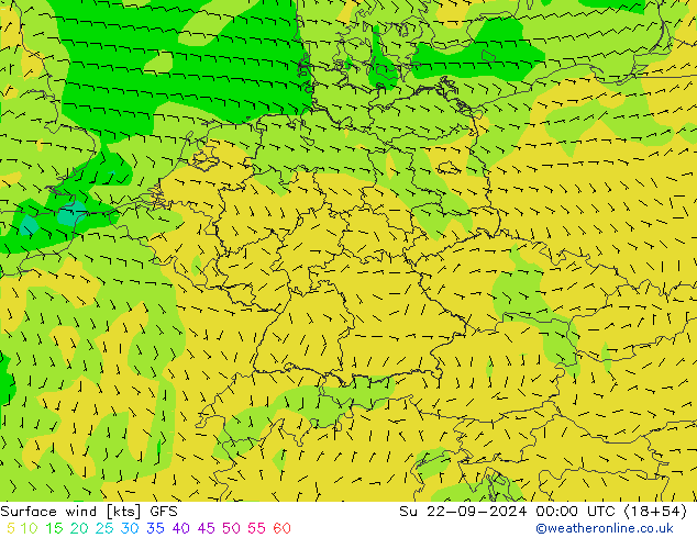 Surface wind GFS Su 22.09.2024 00 UTC