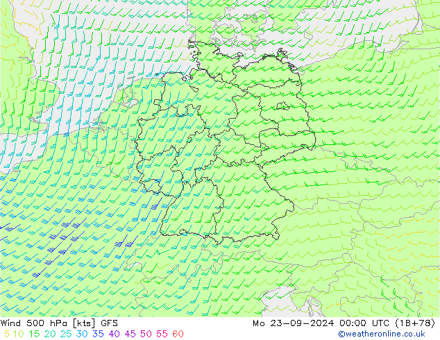 Wind 500 hPa GFS Mo 23.09.2024 00 UTC