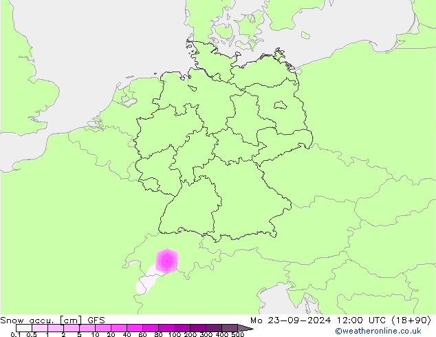 Snow accu. GFS pon. 23.09.2024 12 UTC