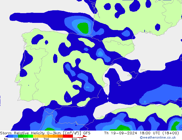 Storm Relative Helicity GFS Per 19.09.2024 18 UTC