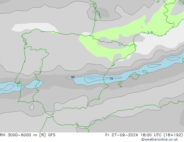 RH 3000-6000 m GFS Sex 27.09.2024 18 UTC