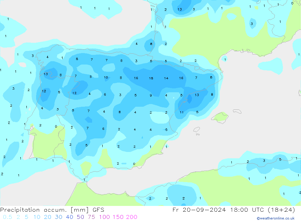 Precipitation accum. GFS Sex 20.09.2024 18 UTC