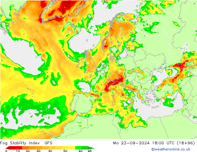 Fog Stability Index GFS Mo 23.09.2024 18 UTC