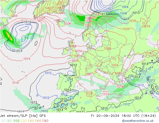 Straalstroom/SLP GFS vr 20.09.2024 18 UTC