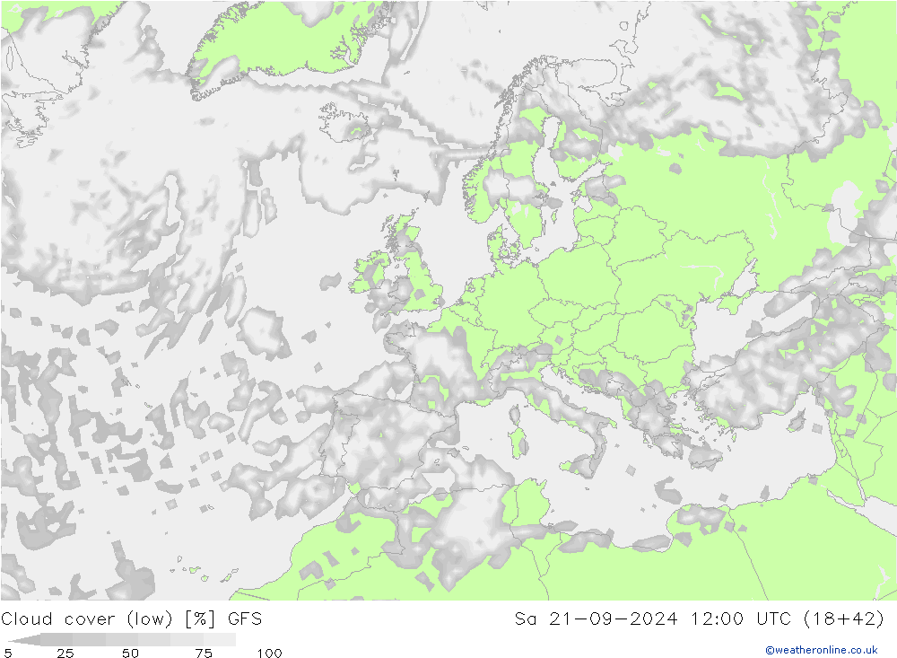 Nuages (bas) GFS sam 21.09.2024 12 UTC