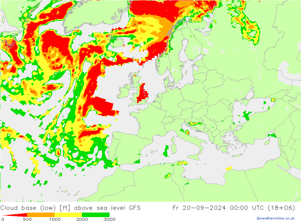 Cloud base (low) GFS ven 20.09.2024 00 UTC