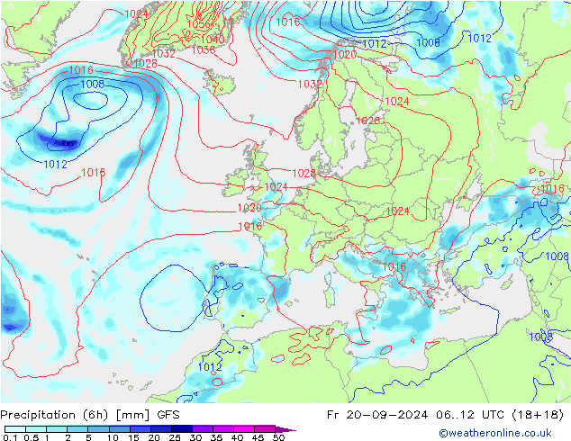 Z500/Rain (+SLP)/Z850 GFS  20.09.2024 12 UTC