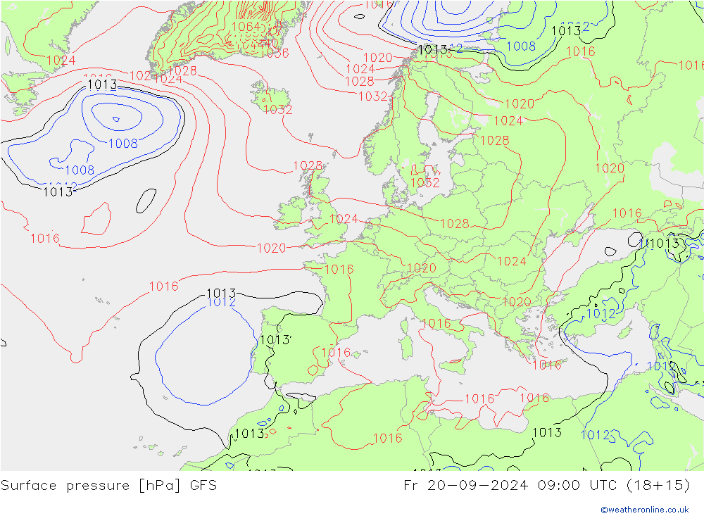 Surface pressure GFS Fr 20.09.2024 09 UTC